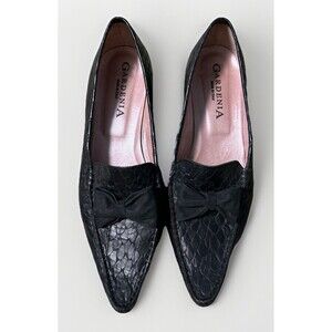 Gardenia‎ Made In Italy Kitten Heels Black Bow Accents 38 EU 7.5-8 US